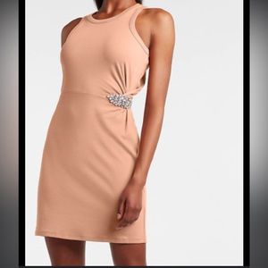 Express cotton tank dress in light pink with crystal detail. Size Medium. NWT